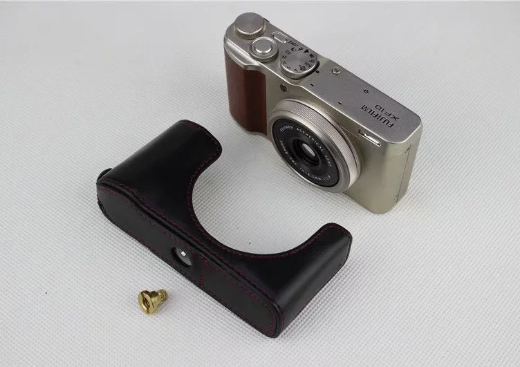 PU Leather Half Bottom Camera Protective Pouch for Fujifilm XF10 Digital Compact Camera - Black