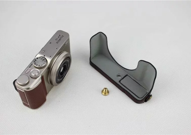 PU Leather Half Bottom Camera Protective Pouch for Fujifilm XF10 Digital Compact Camera - Black