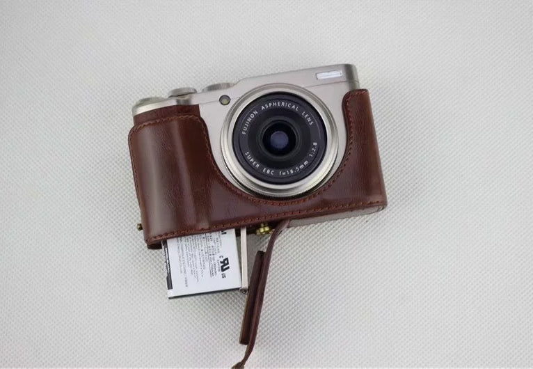 PU Leather Half Bottom Camera Protection Cover for Fujifilm XF10 Digital Compact Camera - Coffee