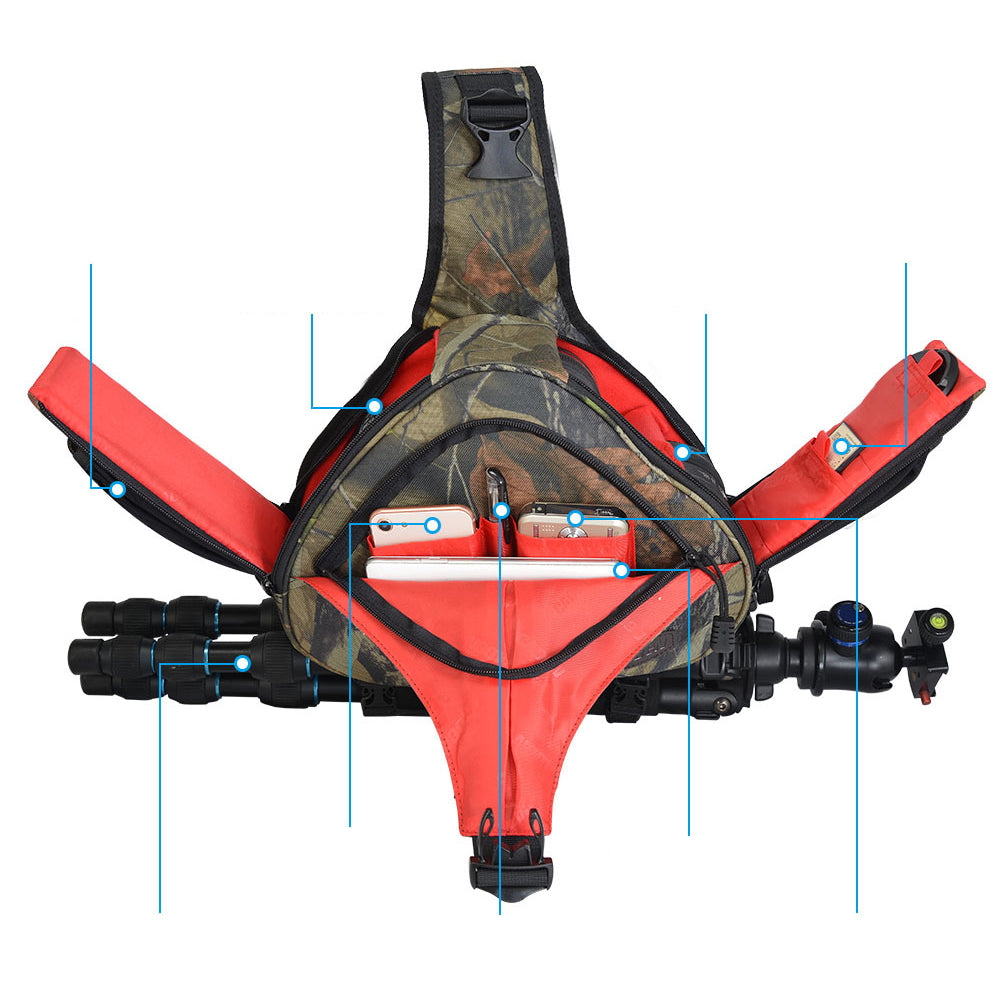 K1 Waterproof Travel DSLR Shoulder Sling Bag with Rain Cover for Sony Nikon Canon Digital Camera - Camouflage