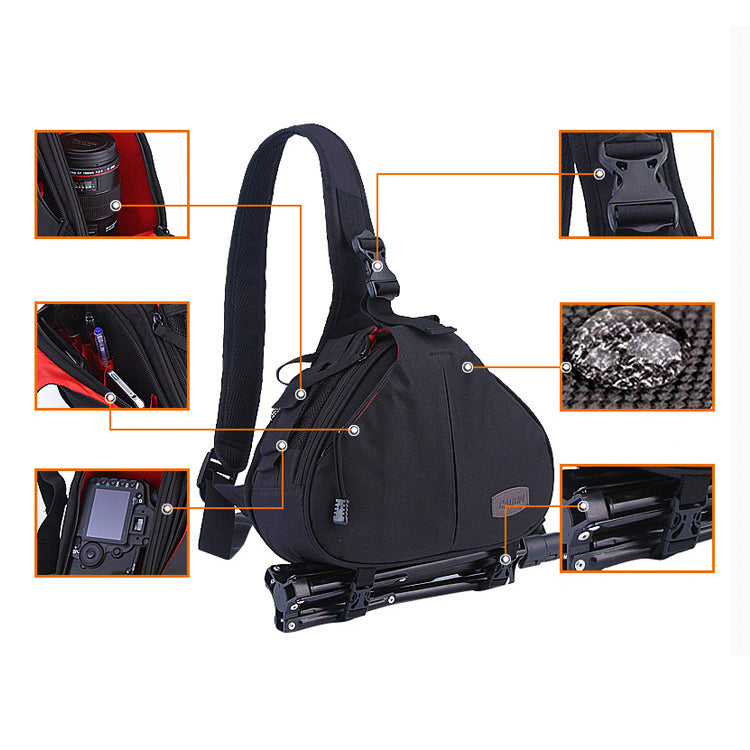K1 Waterproof Travel DSLR Shoulder Sling Bag with Rain Cover for Sony Nikon Canon Digital Camera - Camouflage