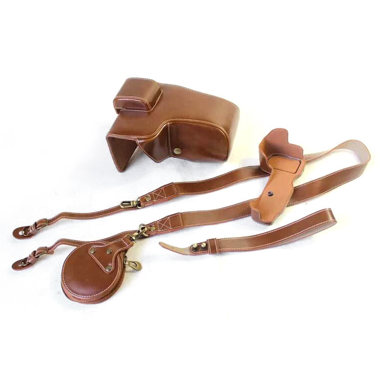 PU Leather Camera Protection Case + Strap + Camera Lens Bag for Nikon Z7 - Brown