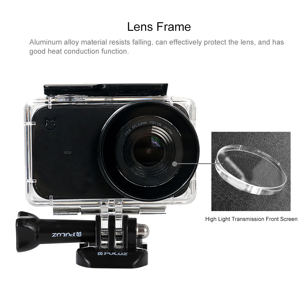 PULUZ 45M Underwater Acrylic Plexiglass Waterproof Housing Diving Case for Xiaomi Mijia Small Camera, with Buckle Basic Mount & Screw