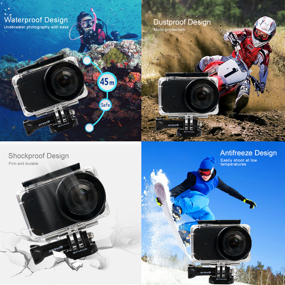 PULUZ 45M Underwater Acrylic Plexiglass Waterproof Housing Diving Case for Xiaomi Mijia Small Camera, with Buckle Basic Mount & Screw