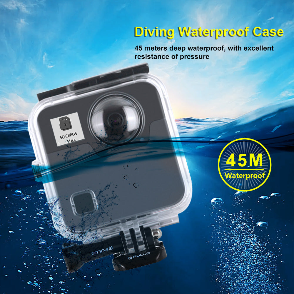 PULUZ 45M Underwater Waterproof Shockproof Housing Diving Case for GoPro Fusion, with Buckle Basic Mount & Screw