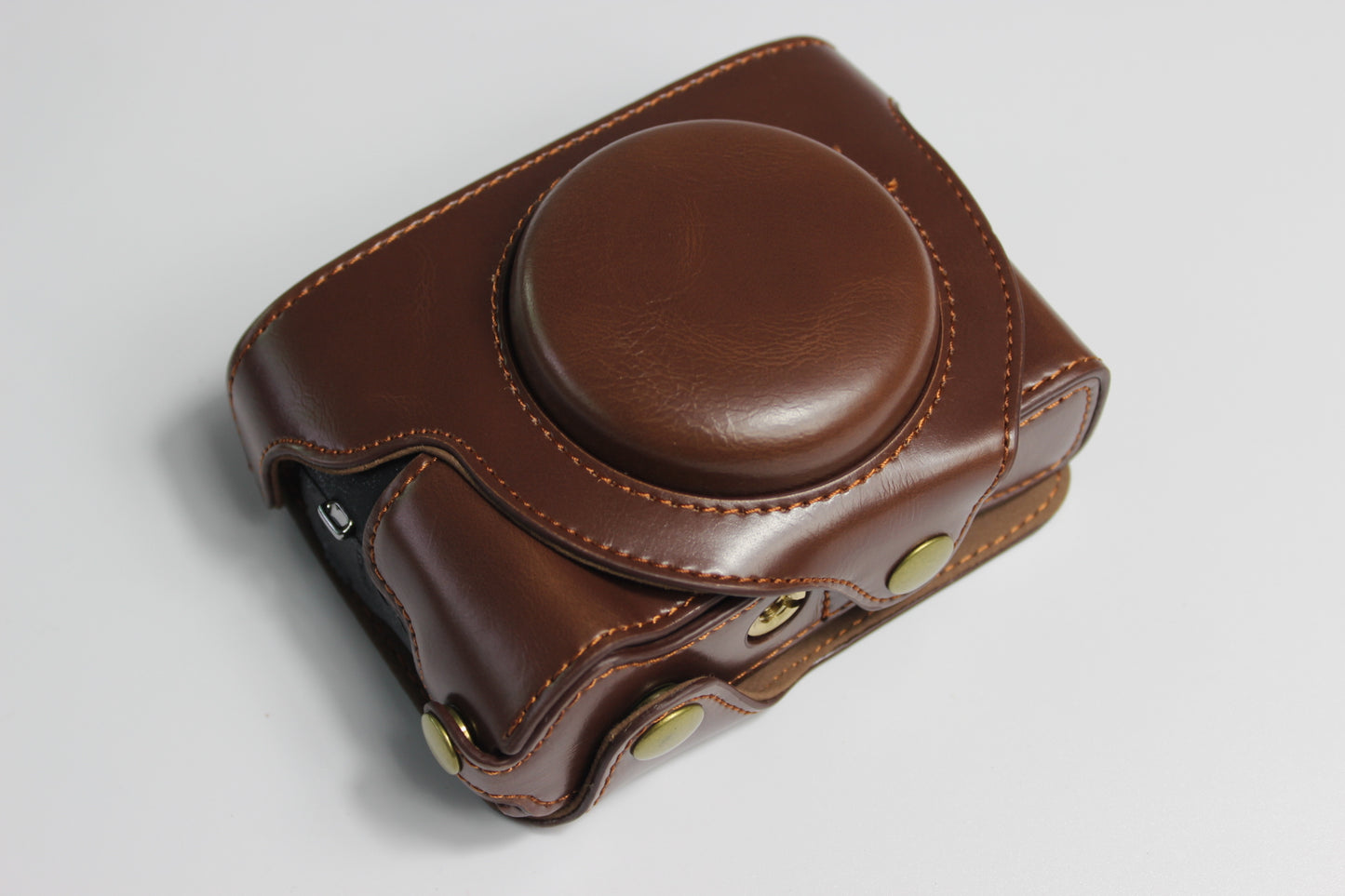 PU Leather Half Camera Case Bag with Strap for Canon PowerShot G5 X Mark II - Coffee