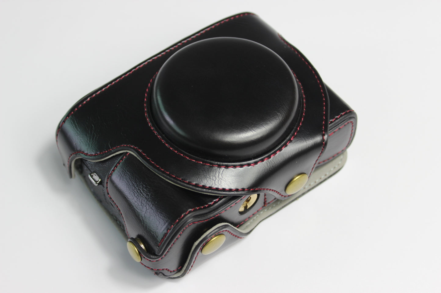 PU Leather Half Camera Case Bag with Strap for Canon PowerShot G5 X Mark II - Black