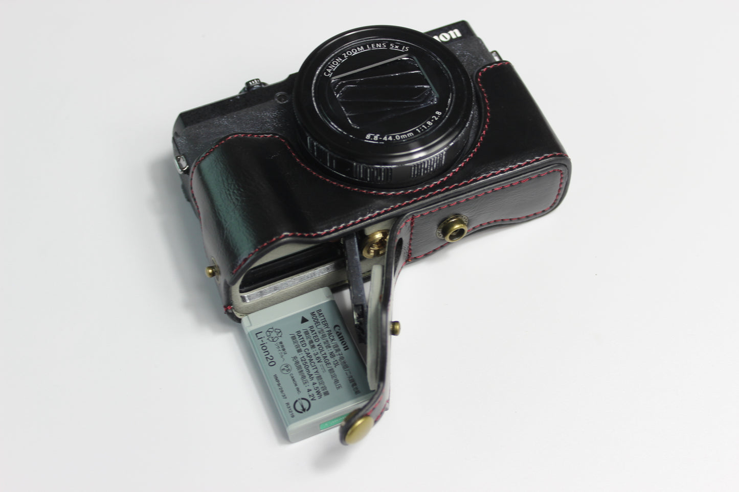 PU Leather Half Camera Case Bag with Strap for Canon PowerShot G5 X Mark II - Black