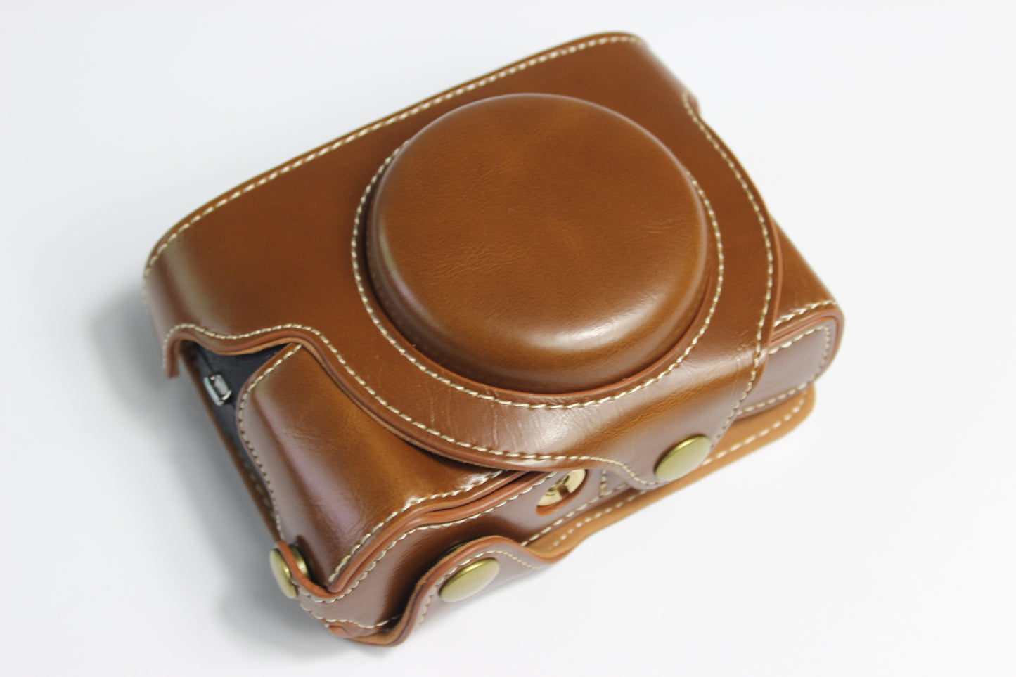PU Leather Half Camera Case Bag with Strap for Canon PowerShot G5 X Mark II - Brown