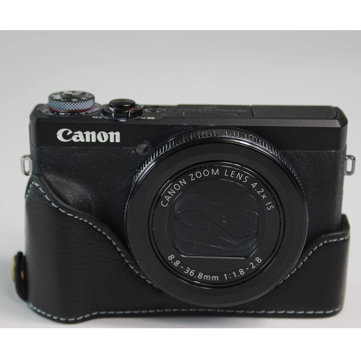 Genuine Leather Half Camera Case Bag Cover Protector for Canon PowerShot G7 X Mark III - Black