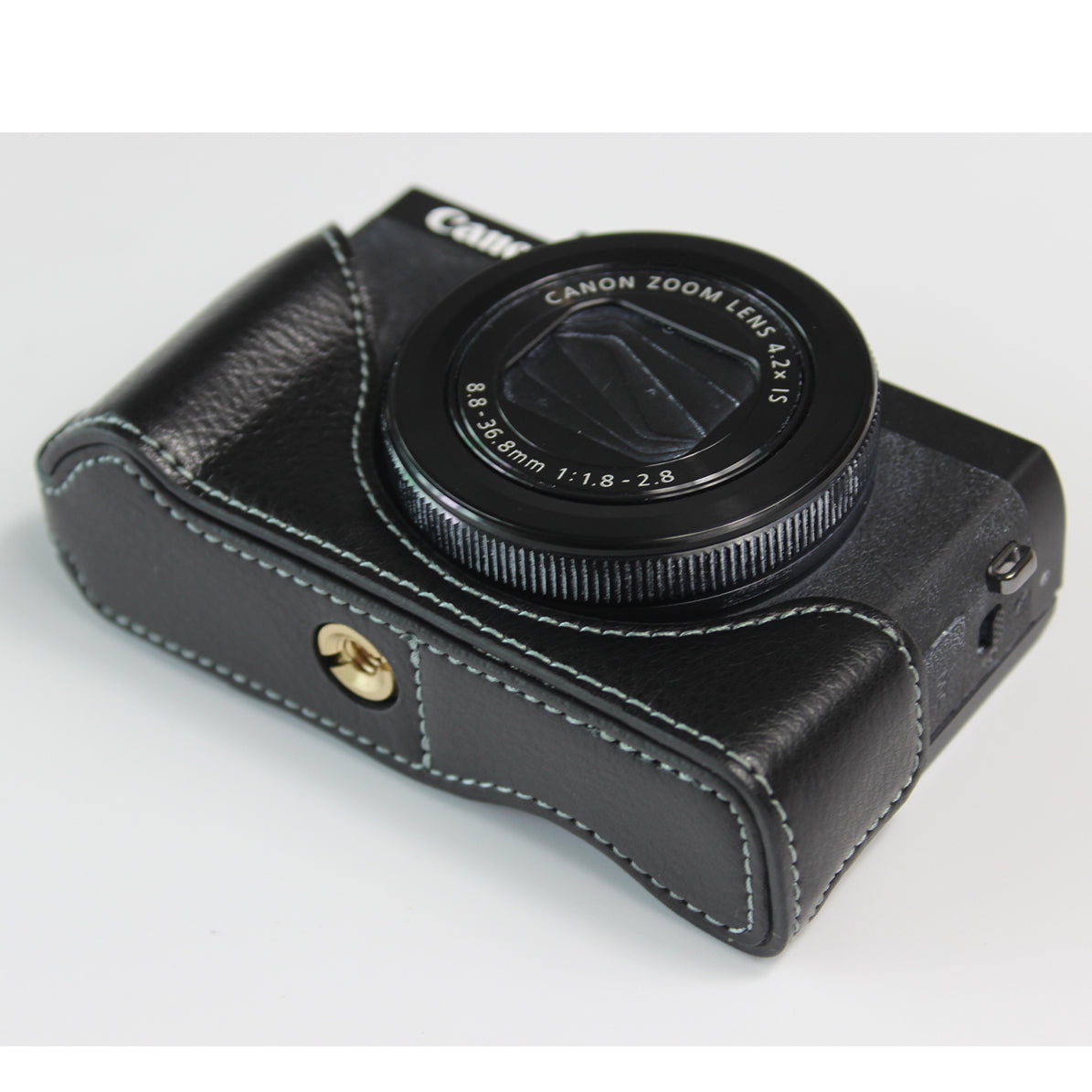 Genuine Leather Half Camera Case Bag Cover Protector for Canon PowerShot G7 X Mark III - Black
