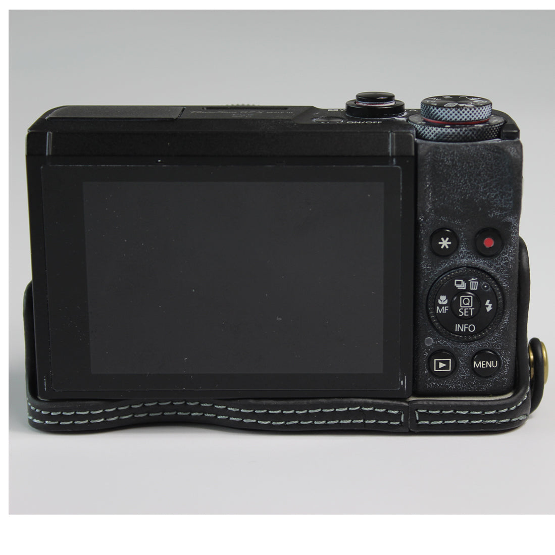 Genuine Leather Half Camera Case Bag Cover Protector for Canon PowerShot G7 X Mark III - Black