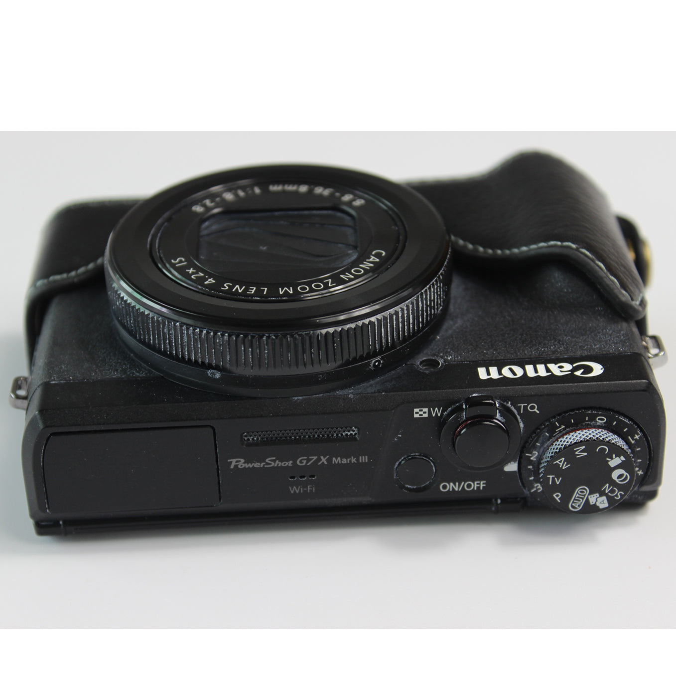 Genuine Leather Half Camera Case Bag Cover Protector for Canon PowerShot G7 X Mark III - Black