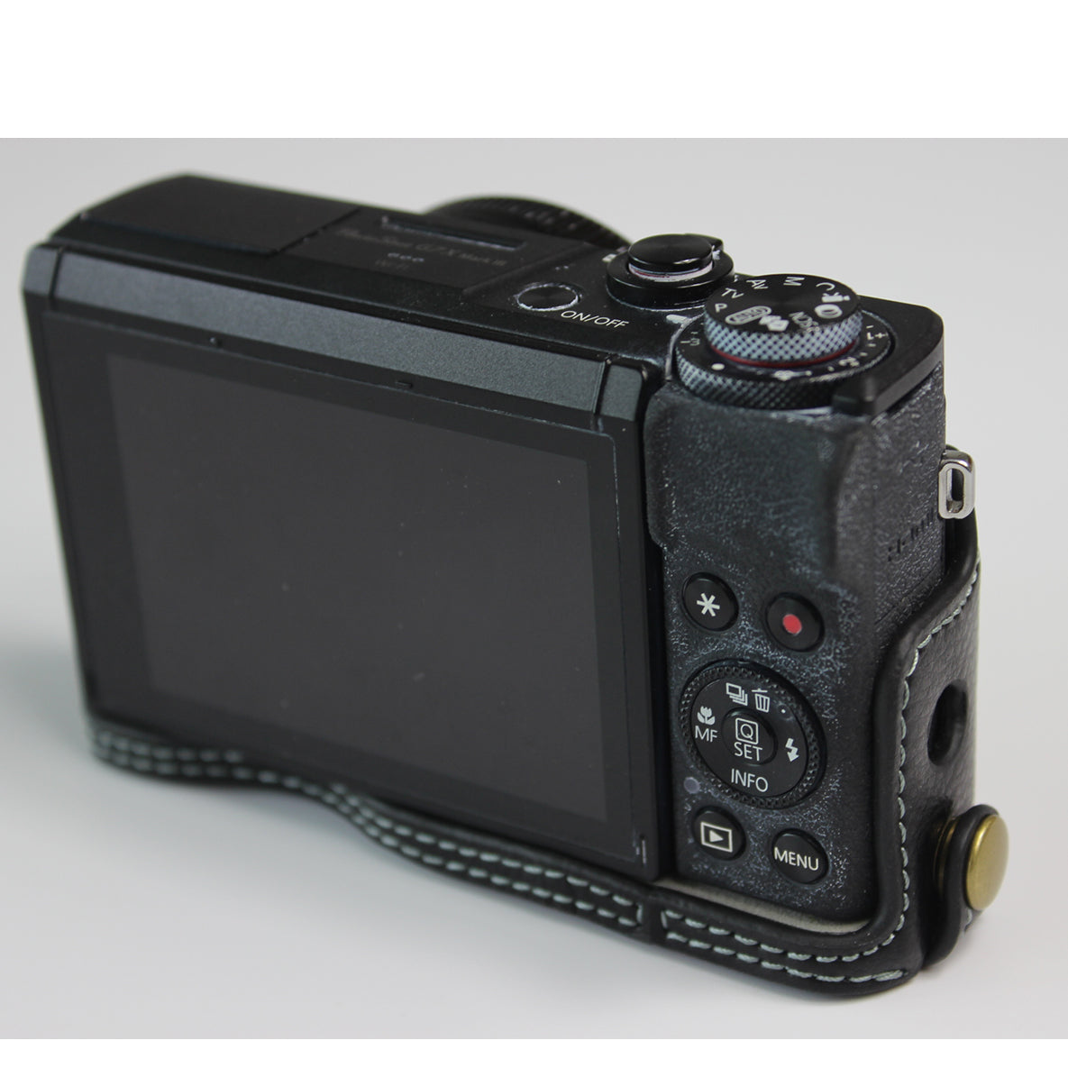 Genuine Leather Half Camera Case Bag Cover Protector for Canon PowerShot G7 X Mark III - Black