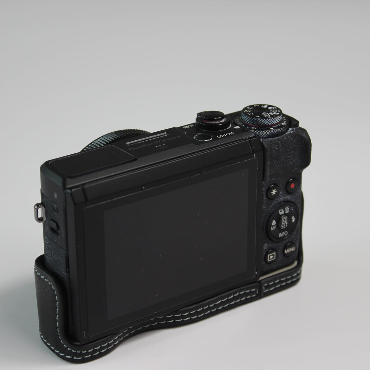 Genuine Leather Half Camera Case Bag Cover Protector for Canon PowerShot G7 X Mark III - Black