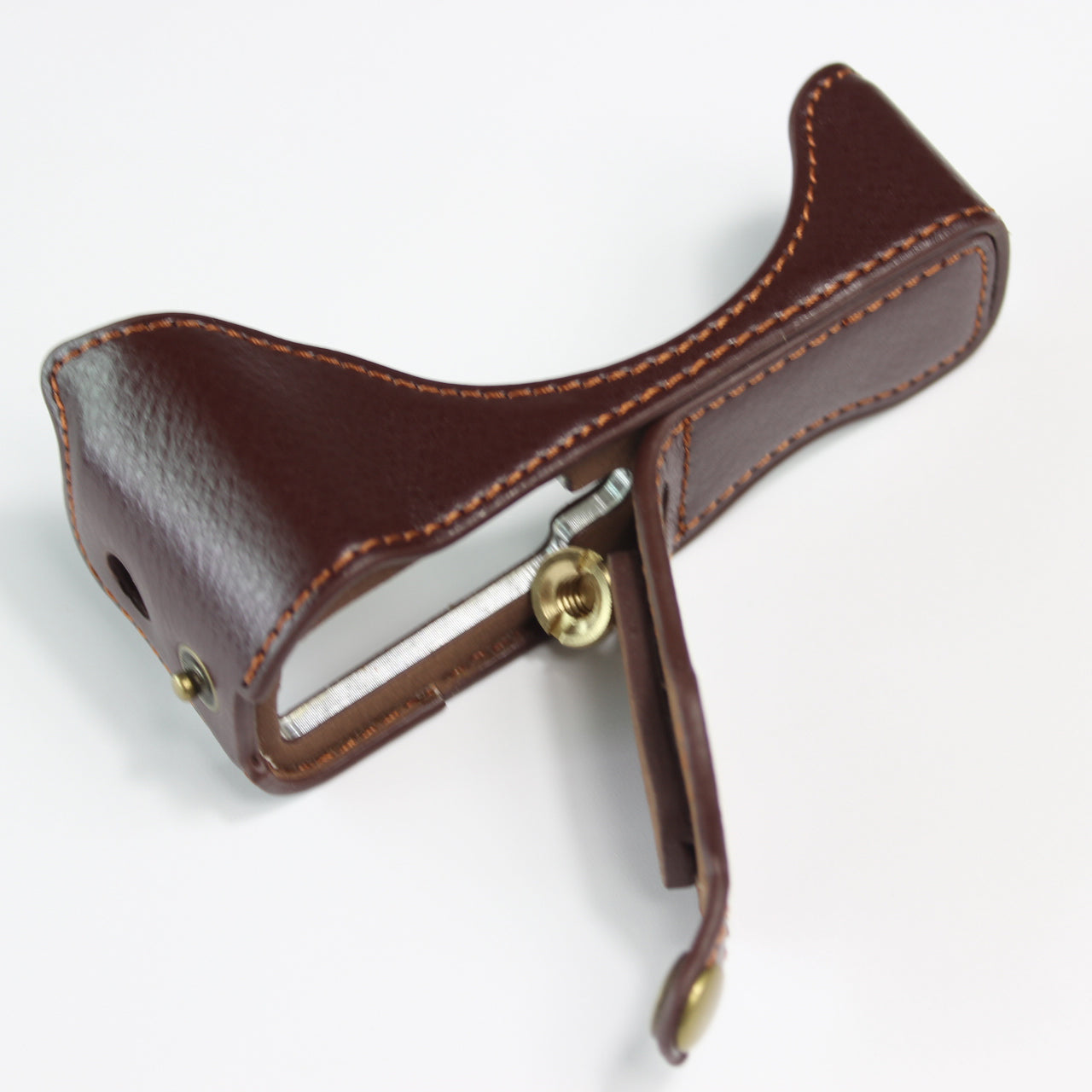 Genuine Leather Half Camera Case Bag Cover Protector for Canon PowerShot G7 X Mark III - Coffee