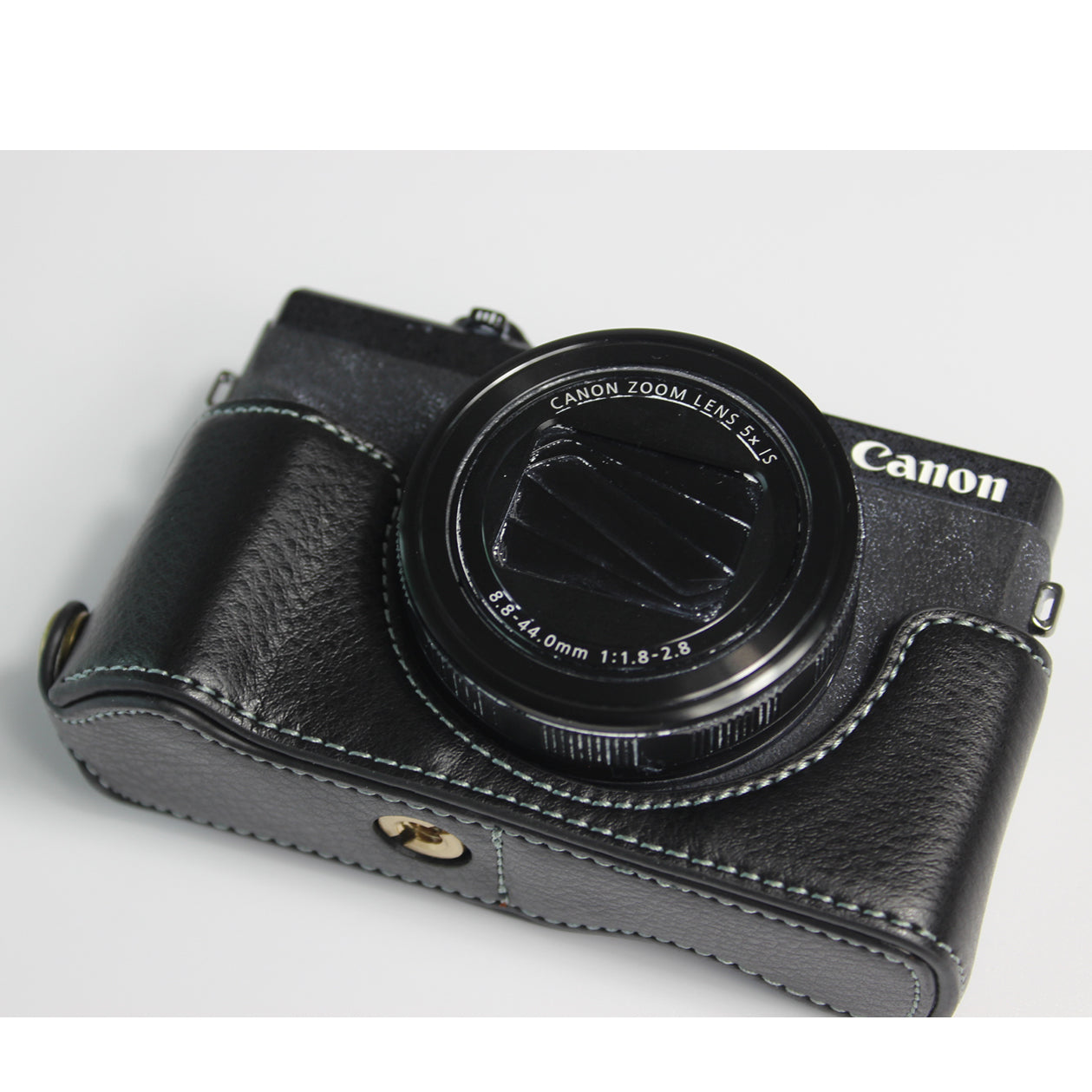 Genuine Leather Half Camera Case Bag Cover Protector for Canon PowerShot G5 X Mark II - Black