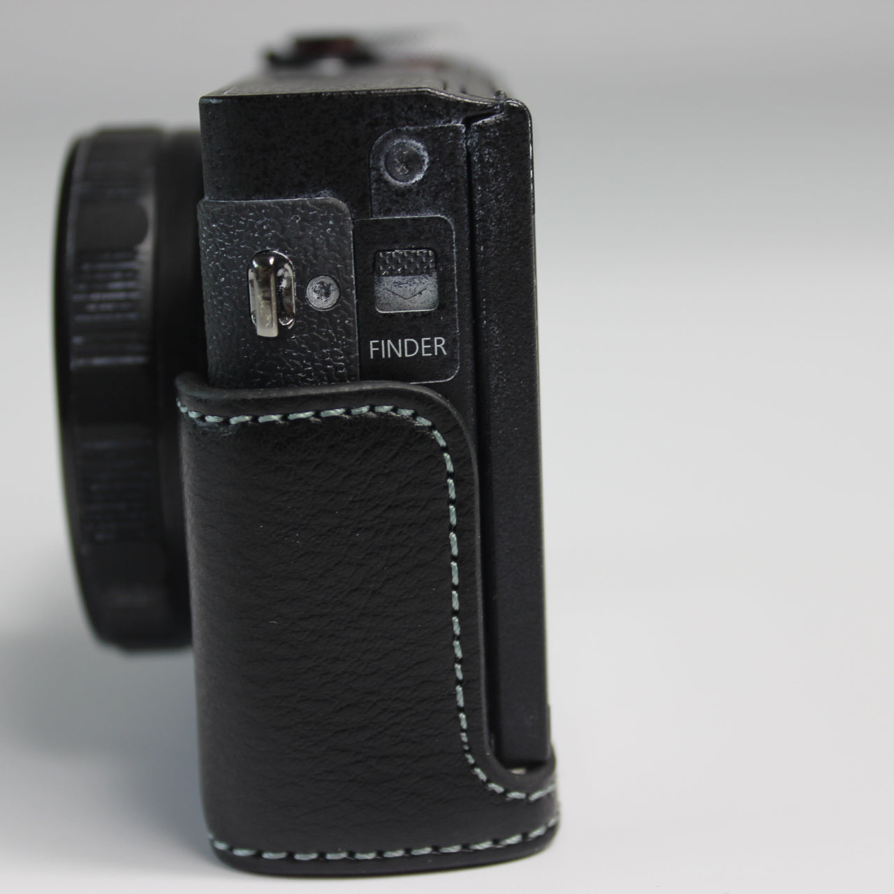 Genuine Leather Half Camera Case Bag Cover Protector for Canon PowerShot G5 X Mark II - Black