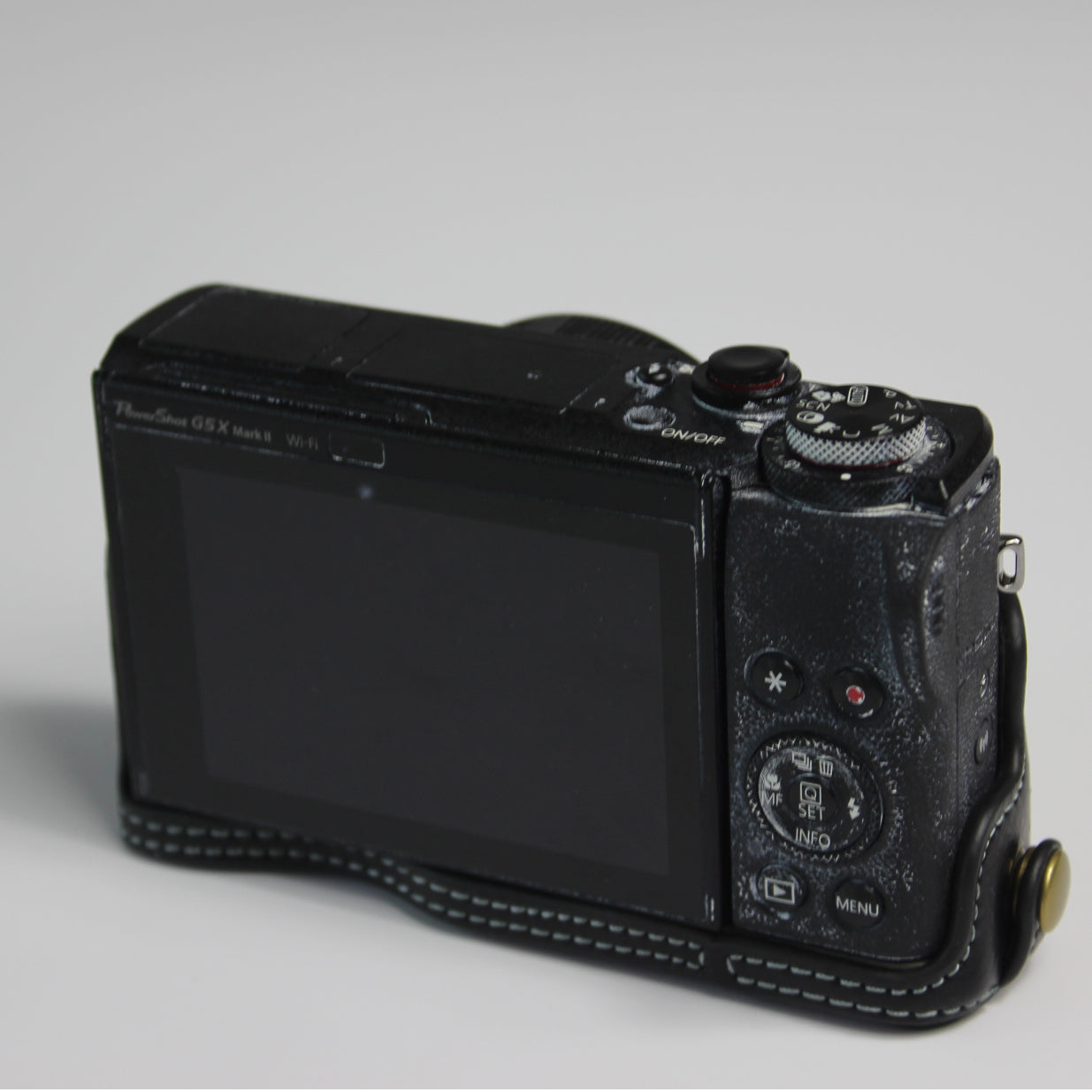 Genuine Leather Half Camera Case Bag Cover Protector for Canon PowerShot G5 X Mark II - Black