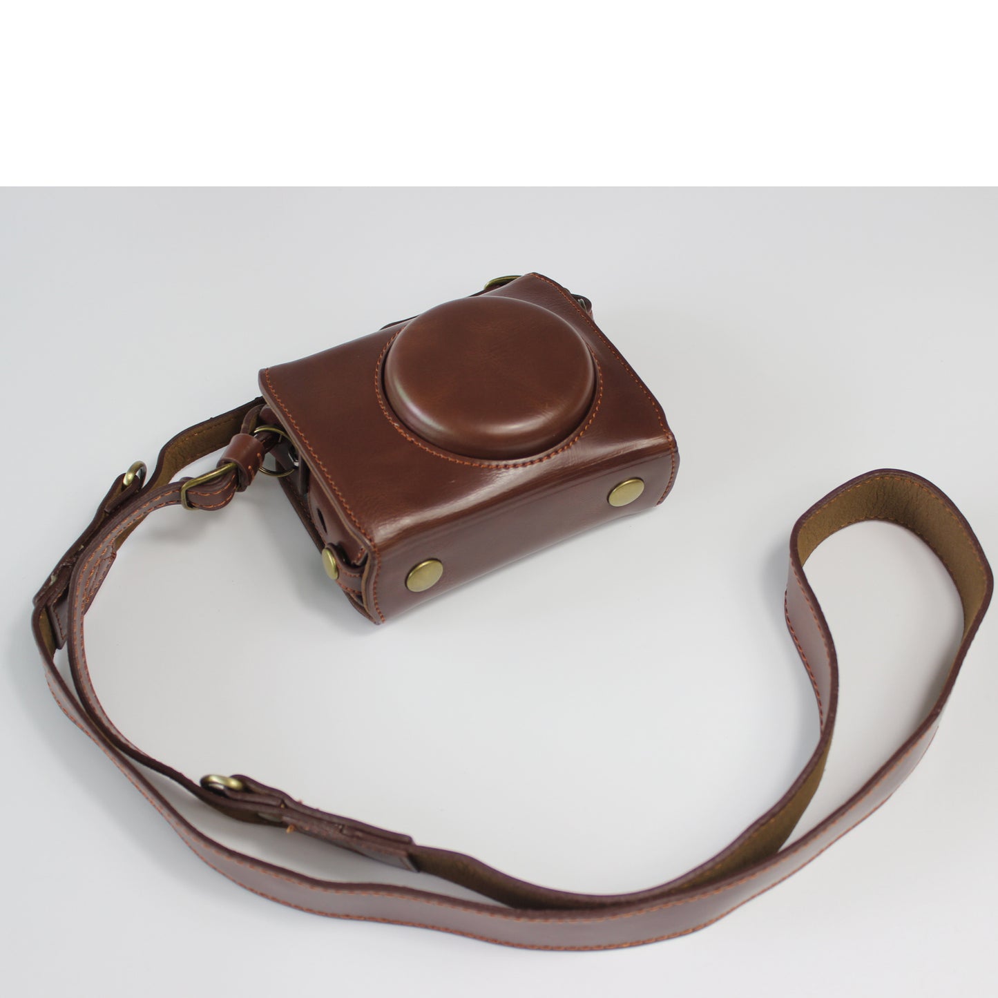 PU Leather Half Camera Case Bag with Strap for Canon PowerShot G7 X Mark III - Coffee