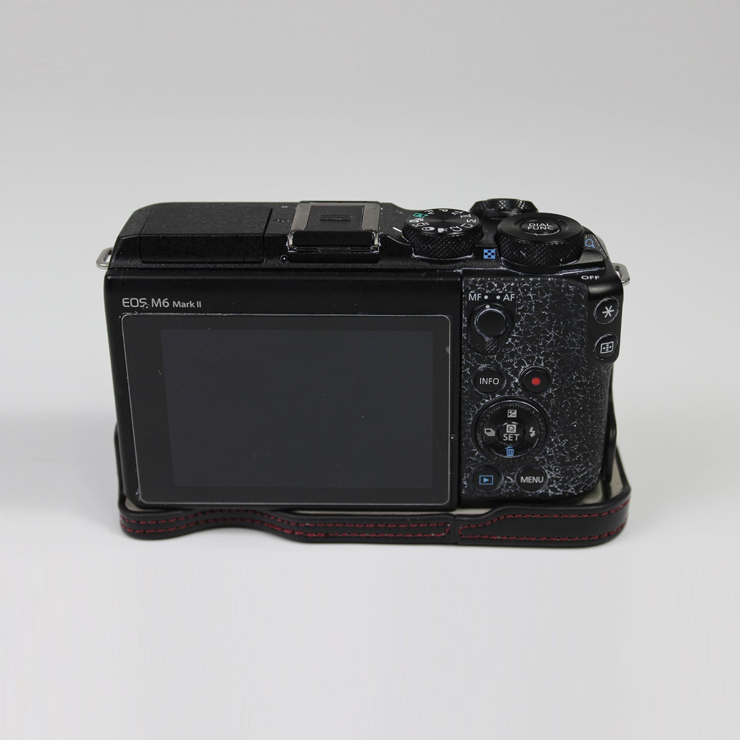 Genuine Leather Camera Protection Base Protection Semi-Case for Canon EOS M6 Mark II /EOS M6II - Black