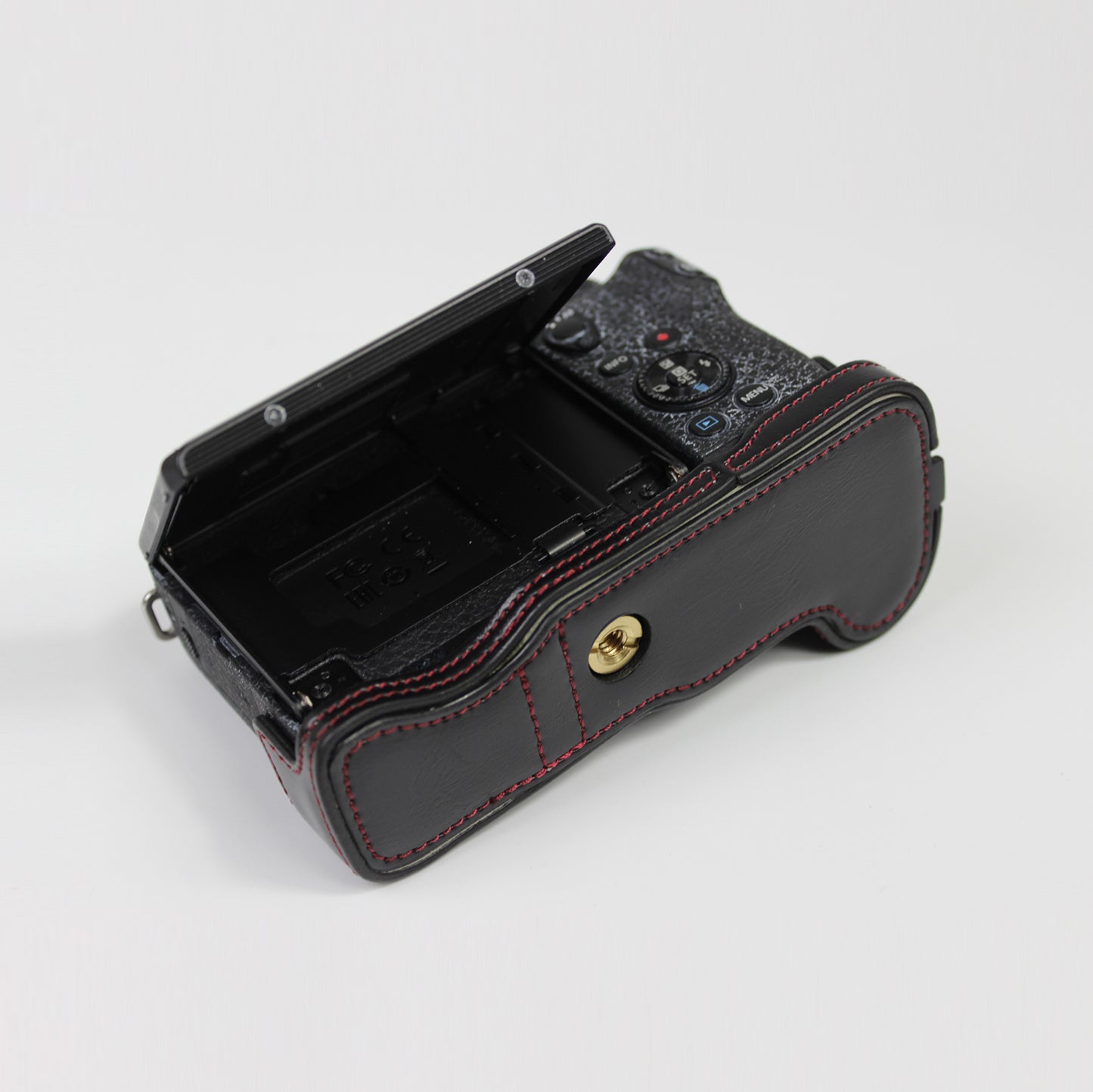 Genuine Leather Camera Protection Base Protection Semi-Case for Canon EOS M6 Mark II /EOS M6II - Black