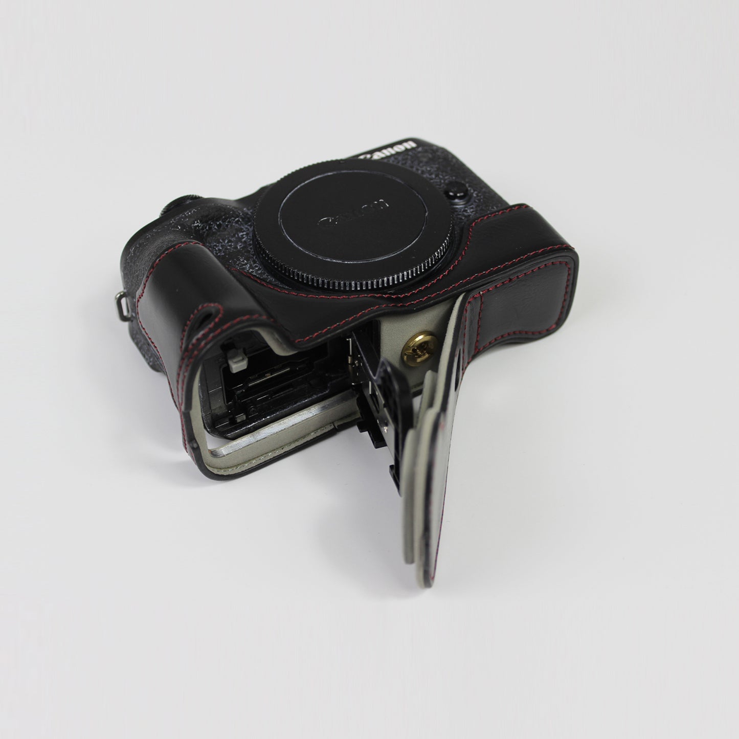 Genuine Leather Camera Protection Base Protection Semi-Case for Canon EOS M6 Mark II /EOS M6II - Black