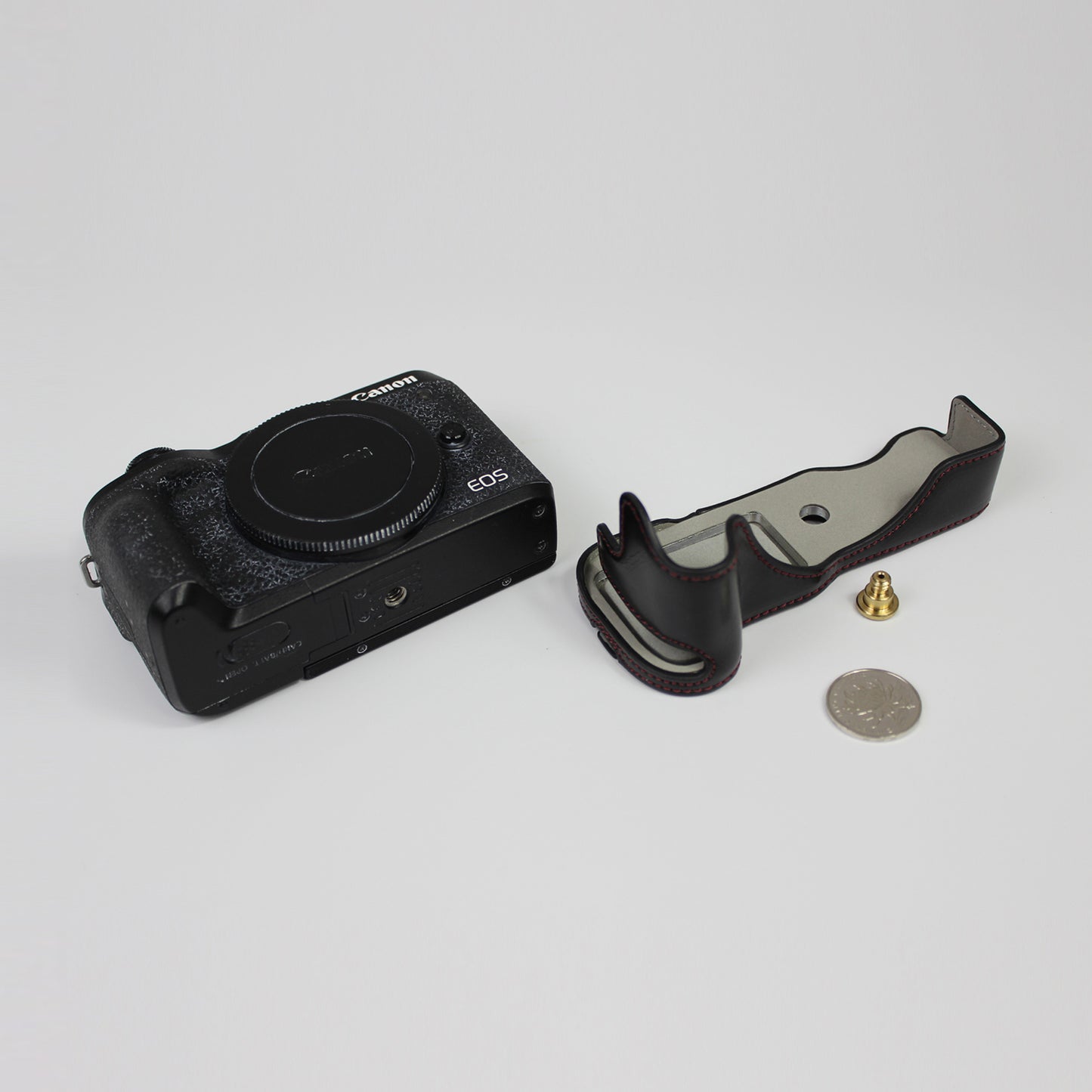 Genuine Leather Camera Protection Base Protection Semi-Case for Canon EOS M6 Mark II /EOS M6II - Black