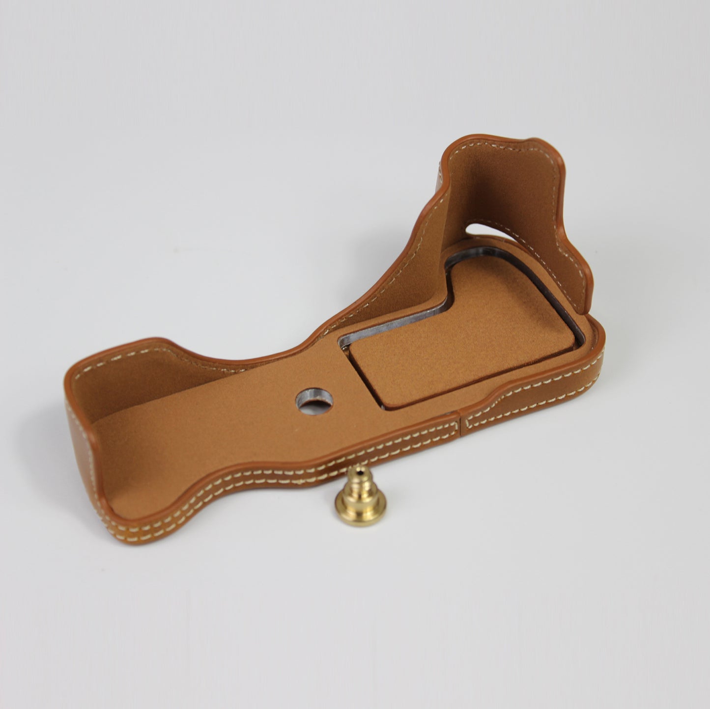 Genuine Leather Camera Protection Base Protection Semi-Case for Canon EOS M6 Mark II /EOS M6II - Brown