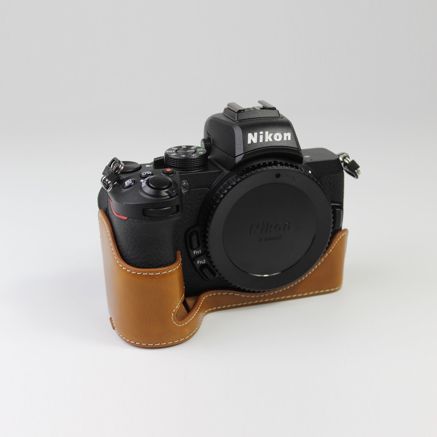 Quality PU Leather Half Bottom Protective Case for Nikon Z50 / Z30 - Brown
