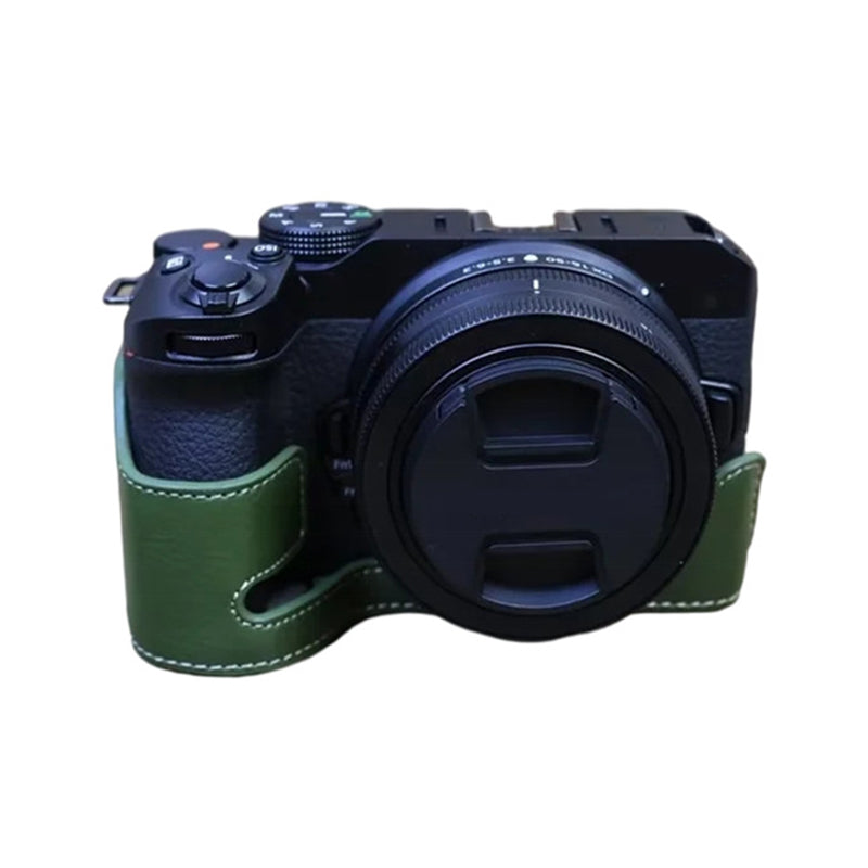 Anti-scratch PU Leather Half Bottom Protective Camera Case with Screw for Nikon Z50 / Z30 - Green