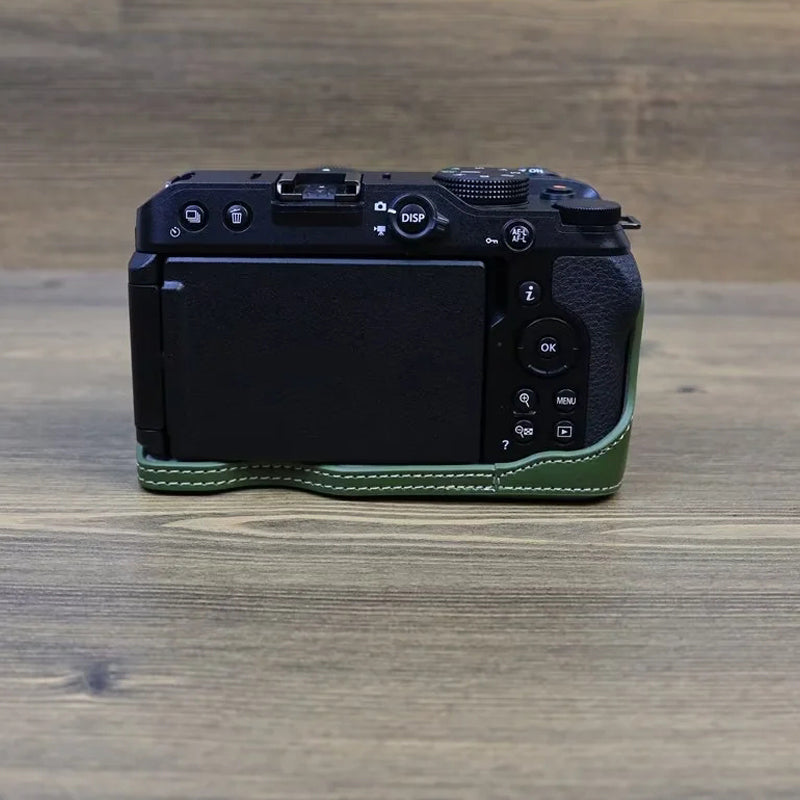 Anti-scratch PU Leather Half Bottom Protective Camera Case with Screw for Nikon Z50 / Z30 - Green