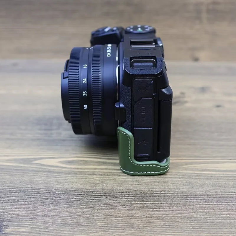 Anti-scratch PU Leather Half Bottom Protective Camera Case with Screw for Nikon Z50 / Z30 - Green