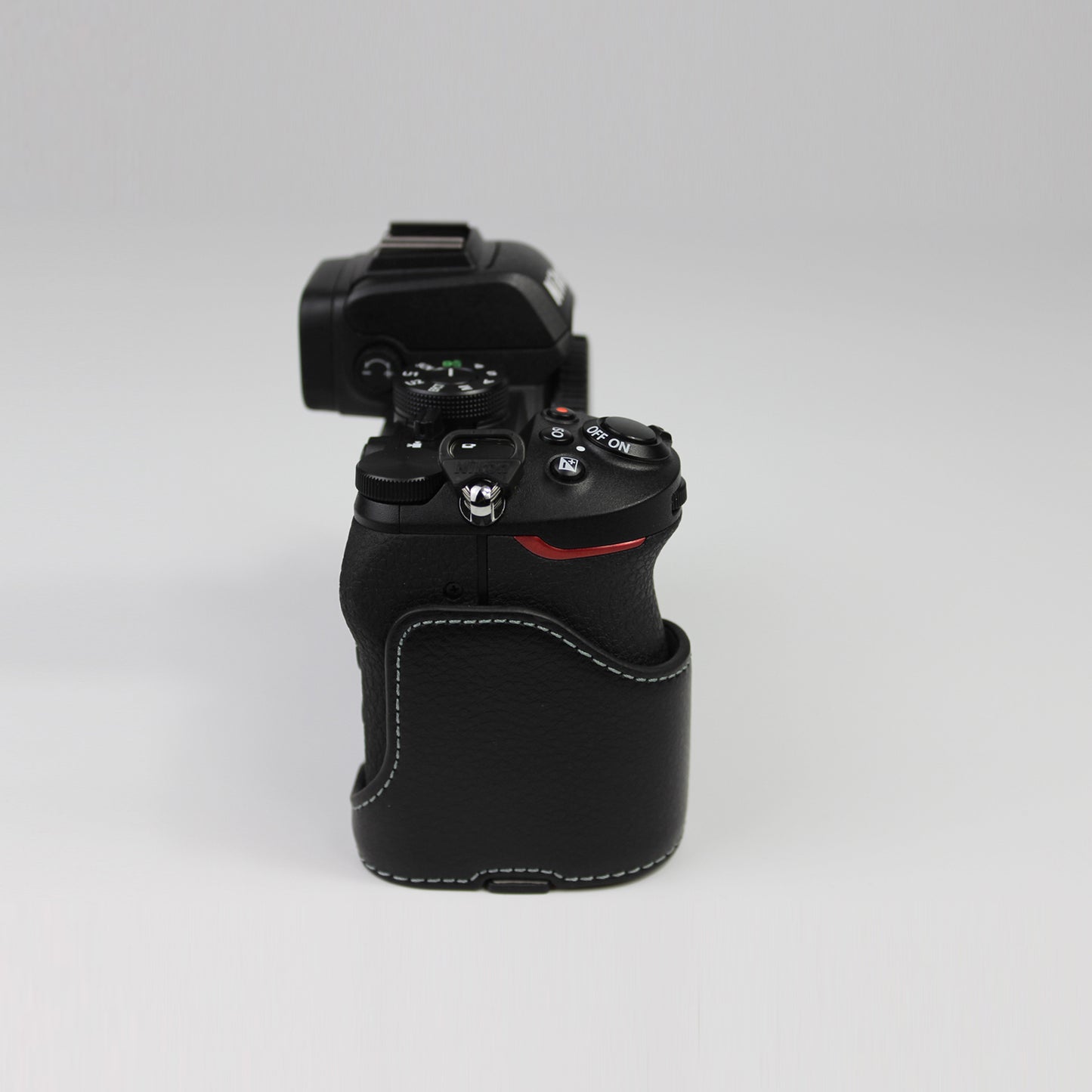 Genuine Leather Half Bottom Camera Protective Case Bag for Nikon Z50 / Z30 - Black