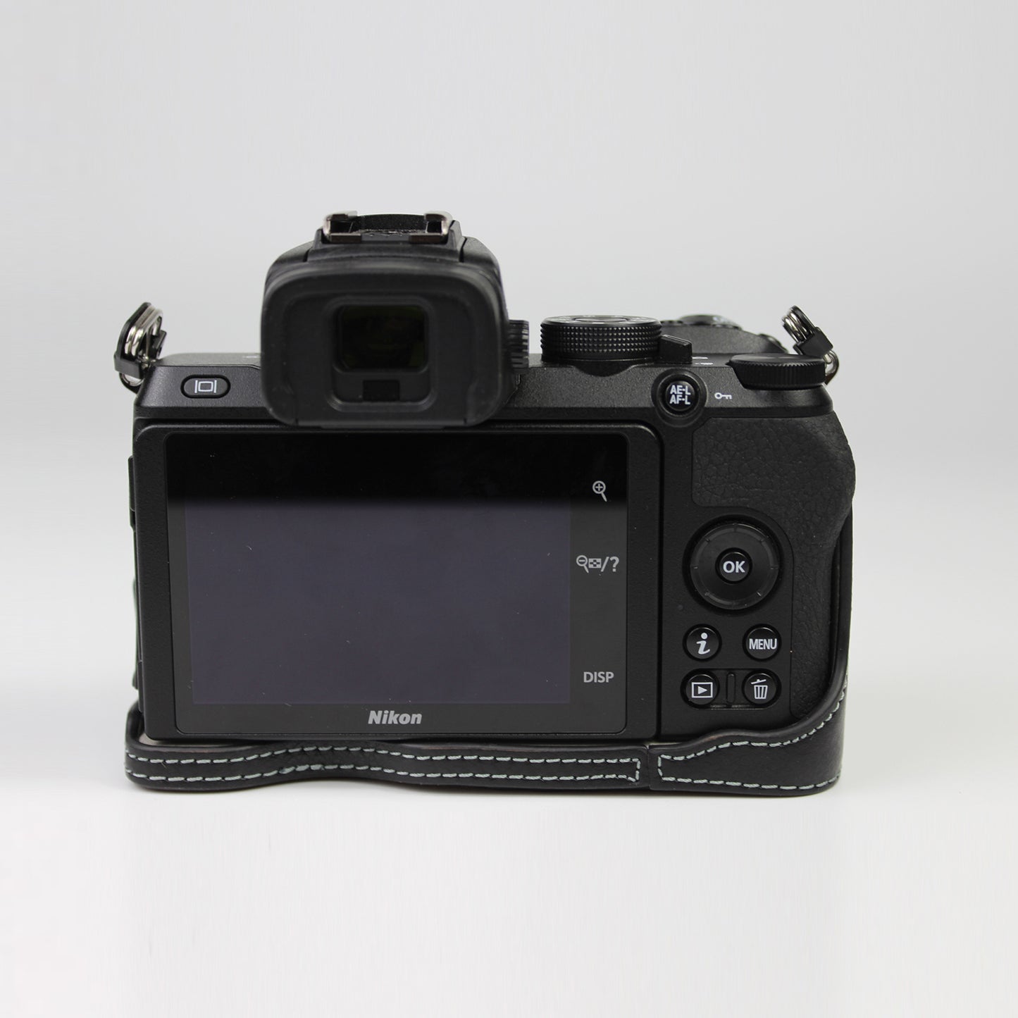 Genuine Leather Half Bottom Camera Protective Case Bag for Nikon Z50 / Z30 - Black