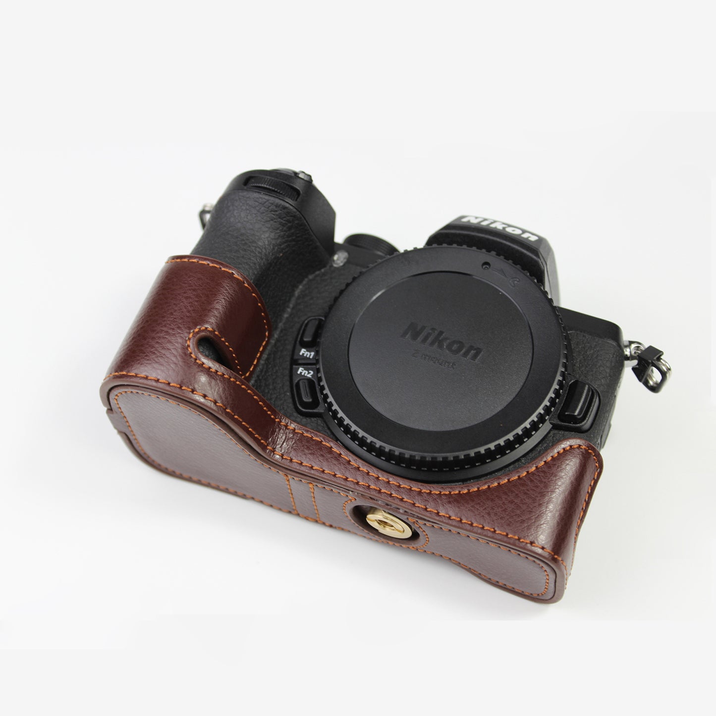 Genuine Leather Half Bottom Camera Protective Case Bag for Nikon Z50 / Z30 - Coffee