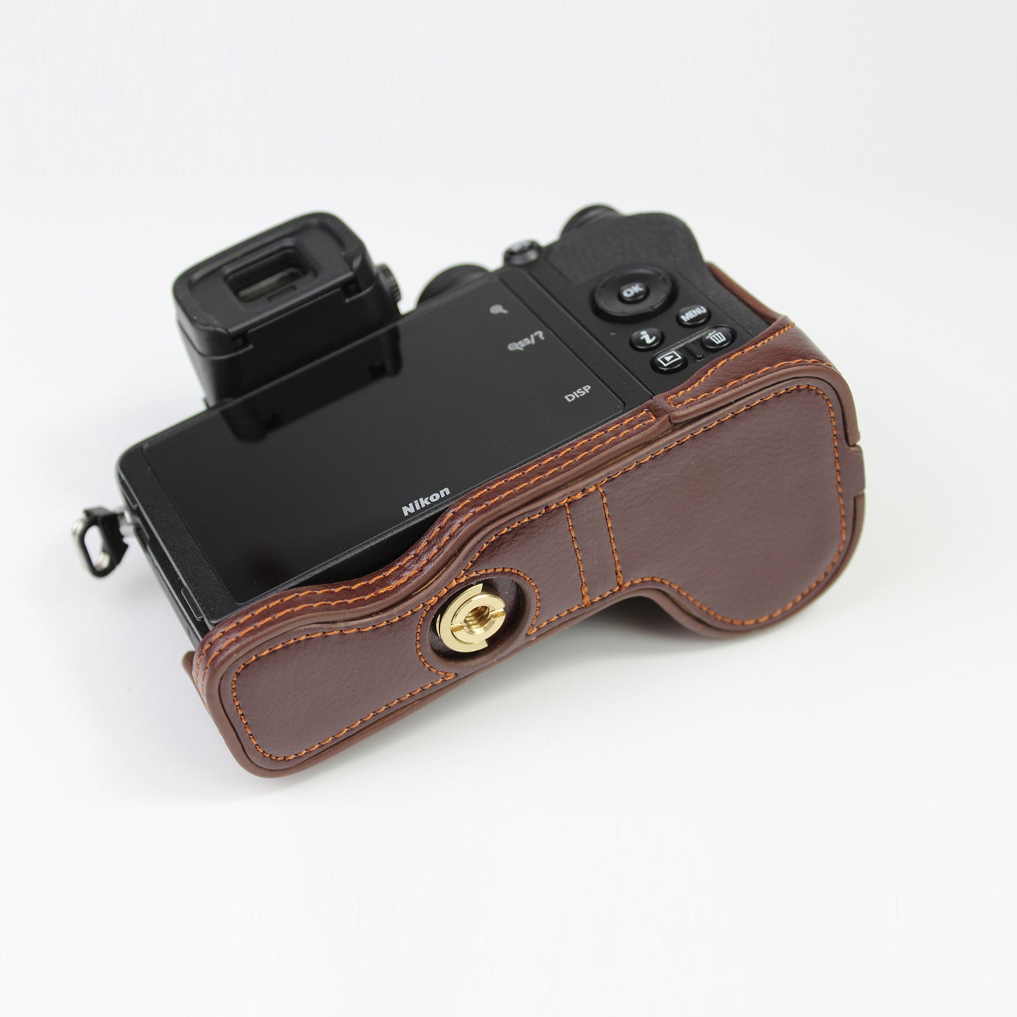 Genuine Leather Half Bottom Camera Protective Case Bag for Nikon Z50 / Z30 - Coffee