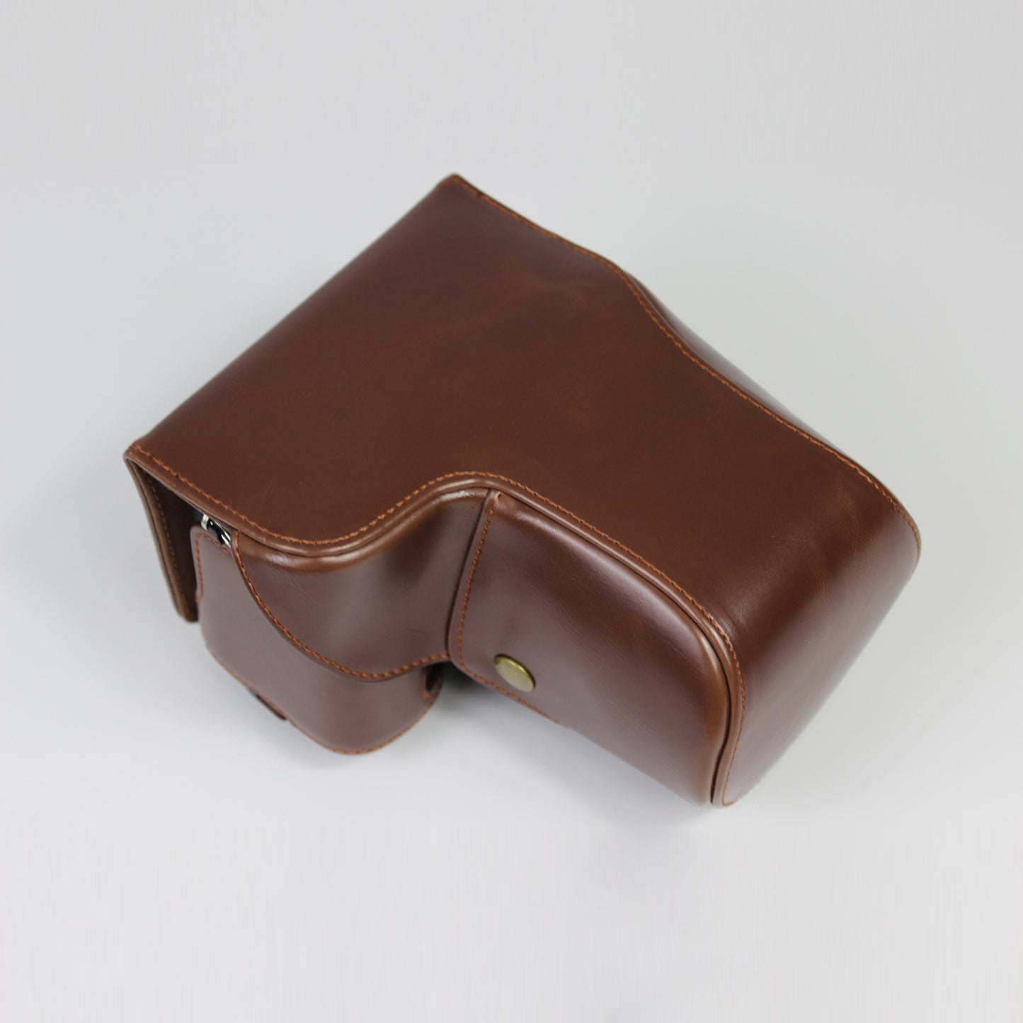 PU Leather Camera Case Bag with Shoulder Strap Lens Storage Cover for Sony Alpha A6600 - Coffee