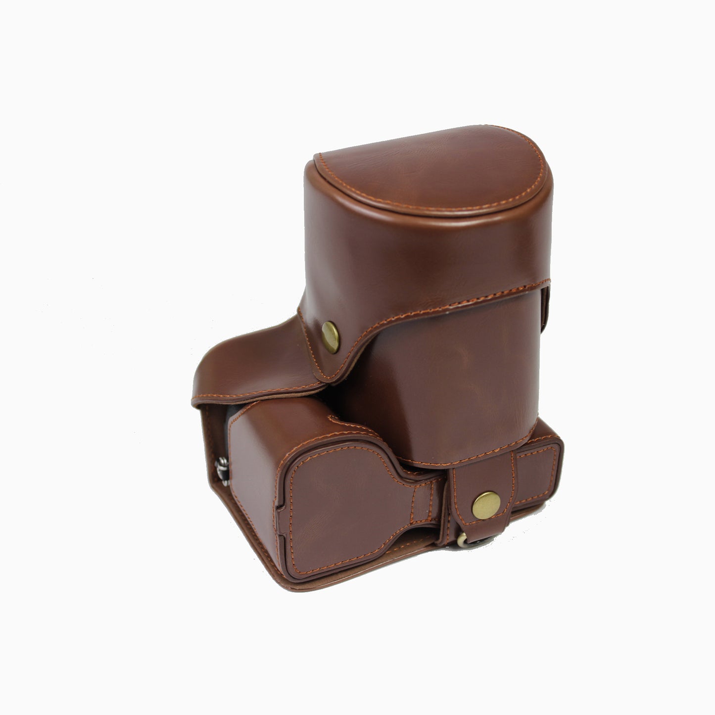 PU Leather Camera Case Bag with Shoulder Strap Lens Storage Cover for Sony Alpha A6600 - Coffee