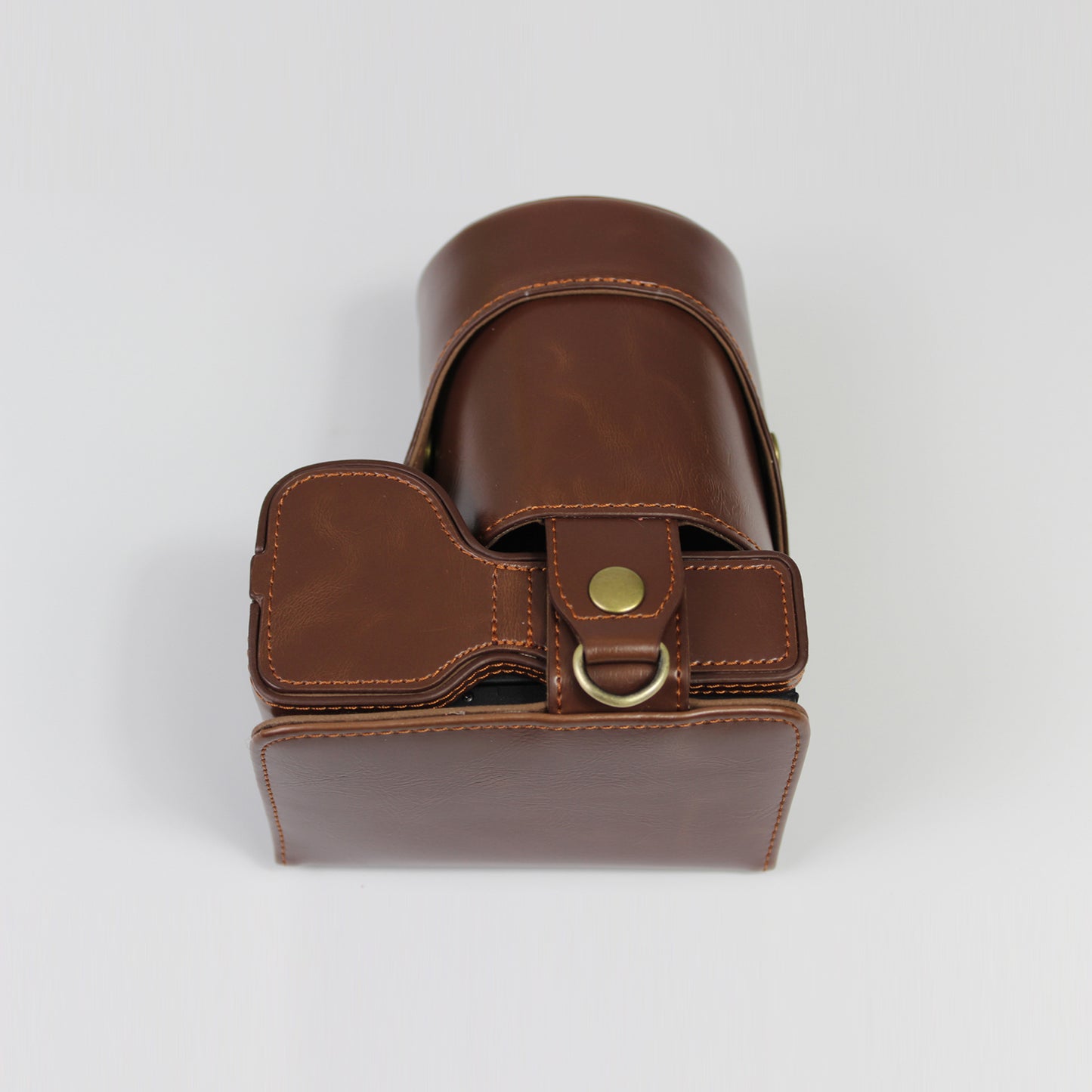 PU Leather Camera Case Bag with Shoulder Strap Lens Storage Cover for Sony Alpha A6600 - Coffee