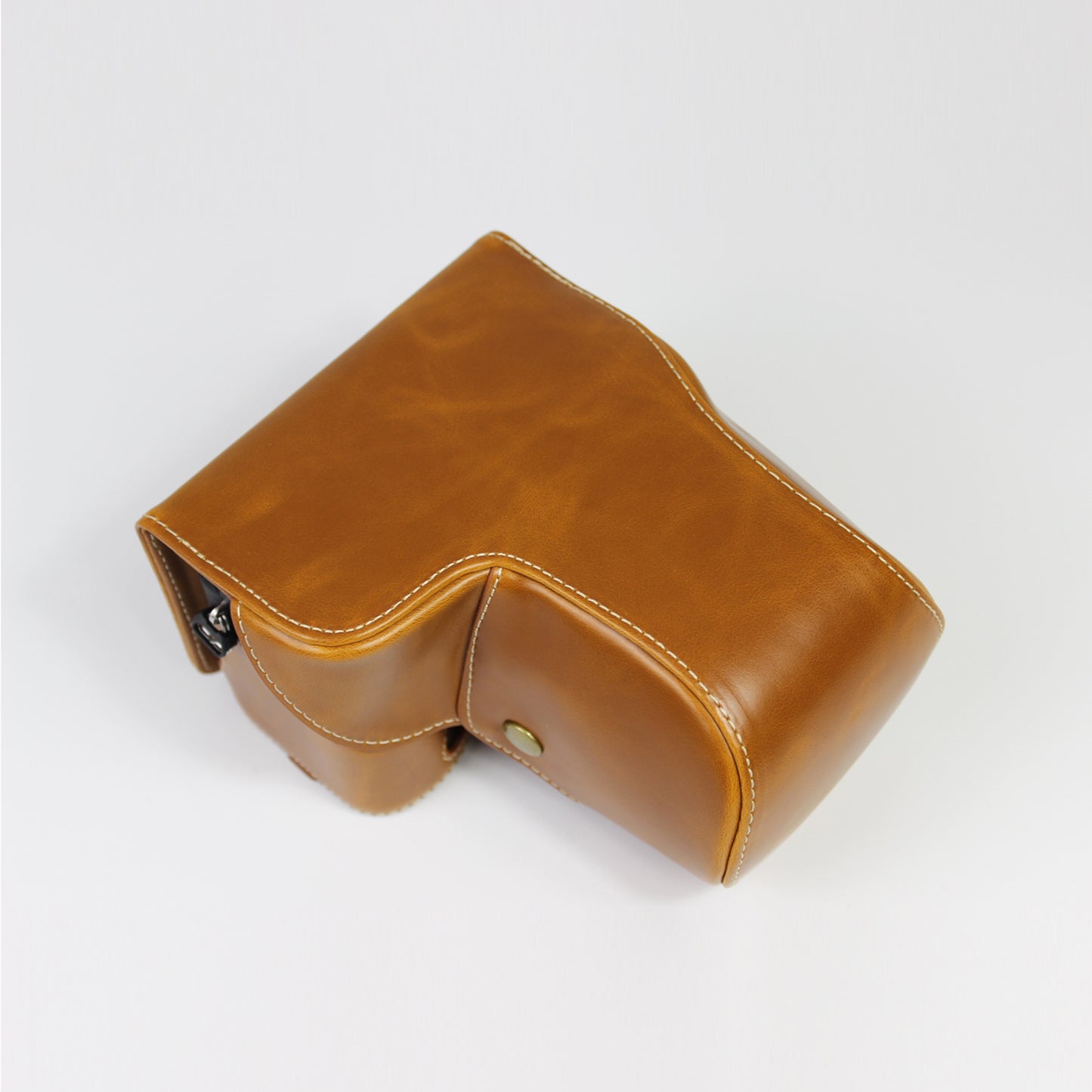 PU Leather Camera Case Bag with Shoulder Strap Lens Storage Cover for Sony Alpha A6600 - Brown