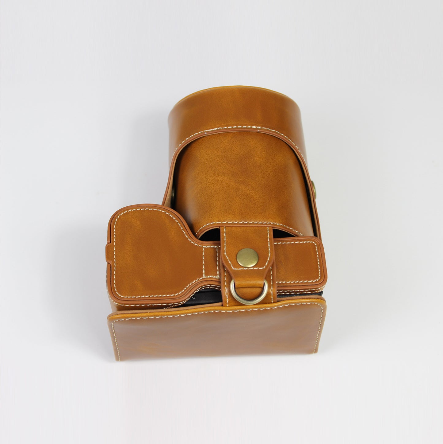 PU Leather Camera Case Bag with Shoulder Strap Lens Storage Cover for Sony Alpha A6600 - Brown