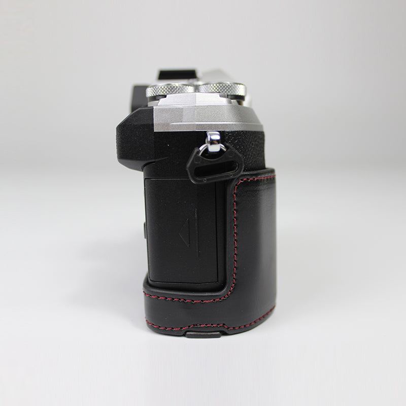 Half Camera PU Leather Protective Shell for Olympus E-M5 Mark III - Black
