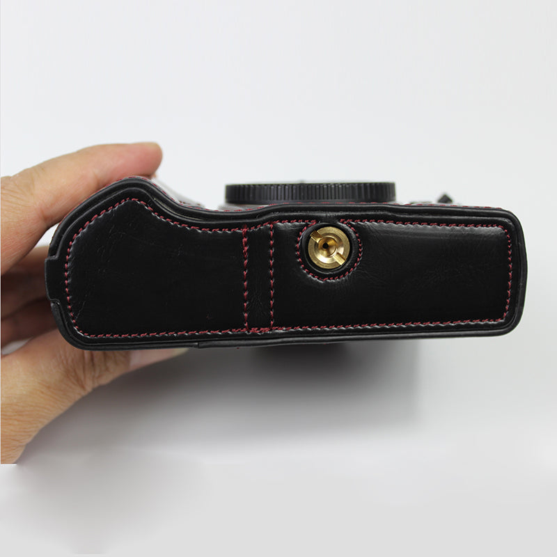 Half Camera PU Leather Protective Shell for Olympus E-M5 Mark III - Black