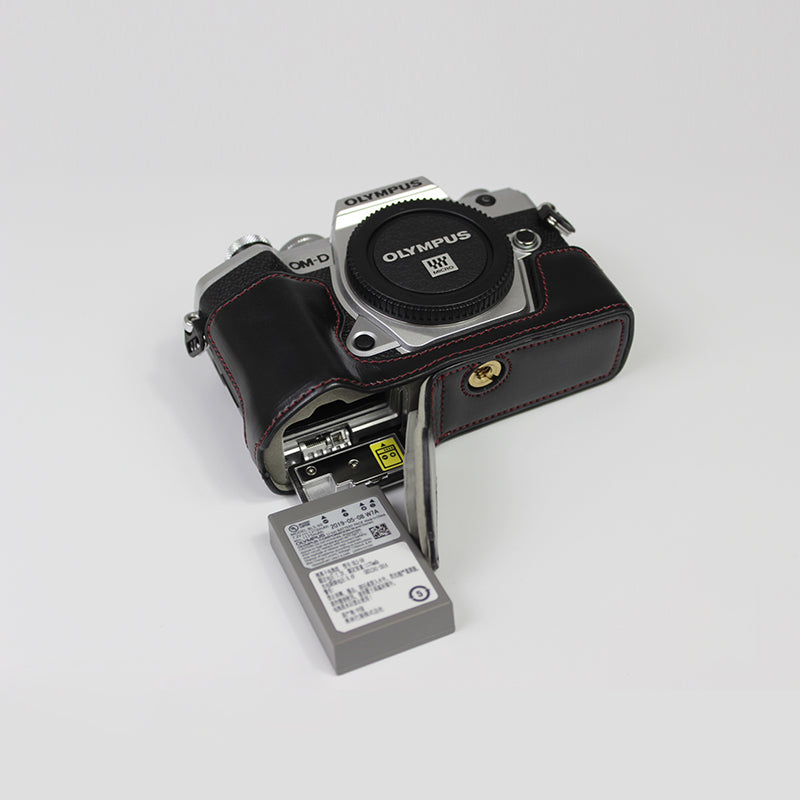 Half Camera PU Leather Protective Shell for Olympus E-M5 Mark III - Black