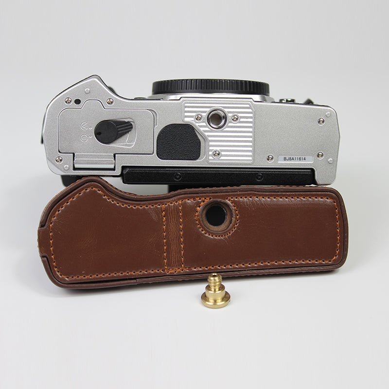 Half Camera PU Leather Protective Shell for Olympus E-M5 Mark III - Coffee