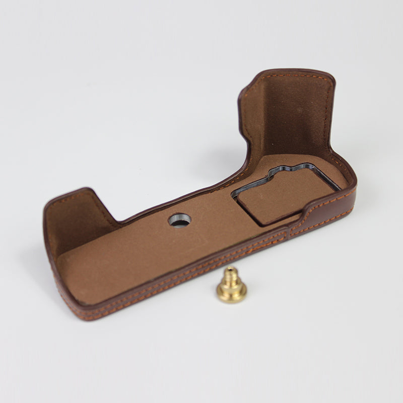 Half Camera PU Leather Protective Shell for Olympus E-M5 Mark III - Coffee