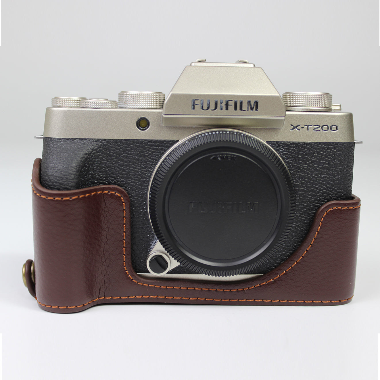 Genuine Leather Camera Half Case for Fujifilm Fuji X-T200/XT200 - Coffee