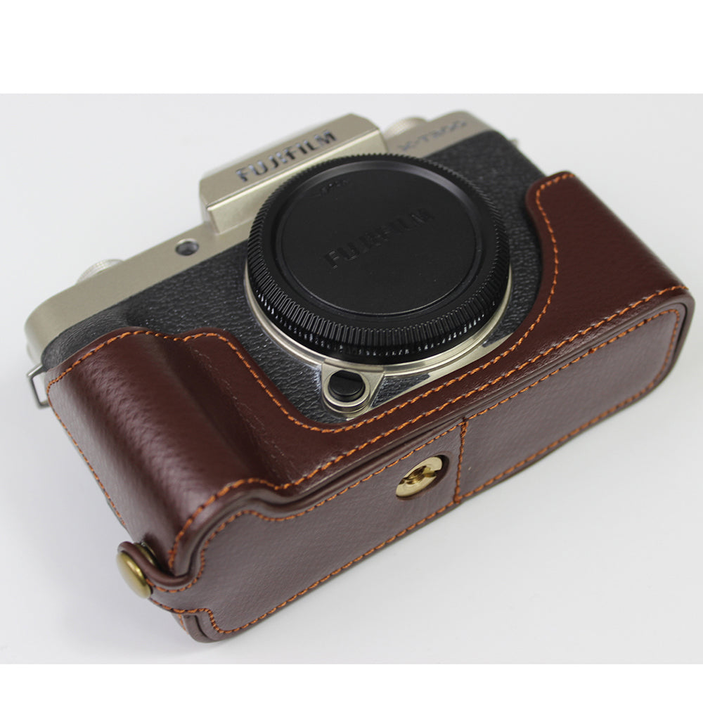 Genuine Leather Camera Half Case for Fujifilm Fuji X-T200/XT200 - Coffee