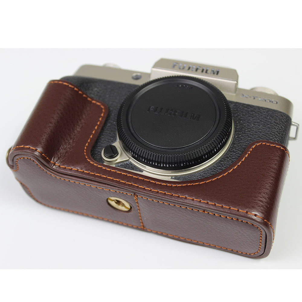Genuine Leather Camera Half Case for Fujifilm Fuji X-T200/XT200 - Coffee